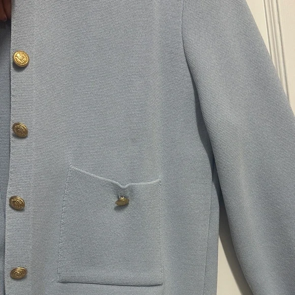 Zara Powder Blue Cropped Button-Front Cardigan - Picture 3 of 7